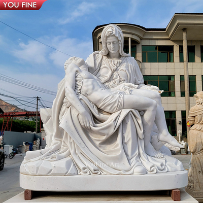 Western Marble Jesus and Mary Statue - Michelangelo's Pieta Reproduction