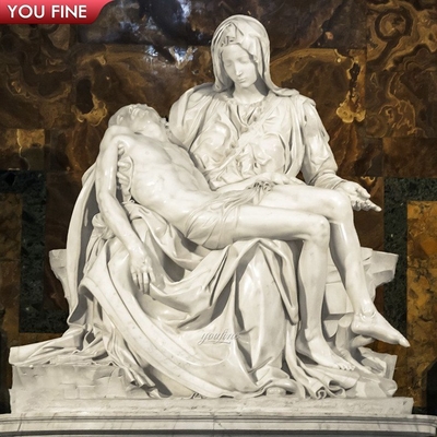 Western Marble Jesus and Mary Statue - Michelangelo's Pieta Reproduction