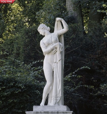 Outdoor Hand Carved Venus Callipyge Antique Marble Lady Statue