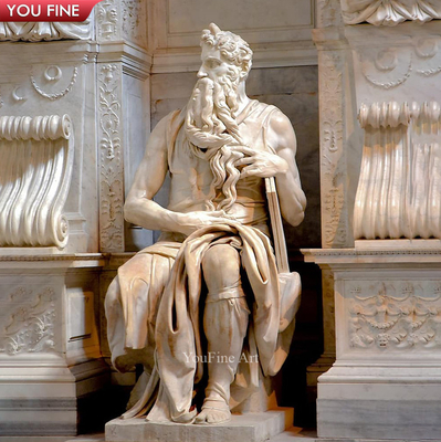 Famous Outdoor Decor Life Size Hand Carved Marble Moses Statue