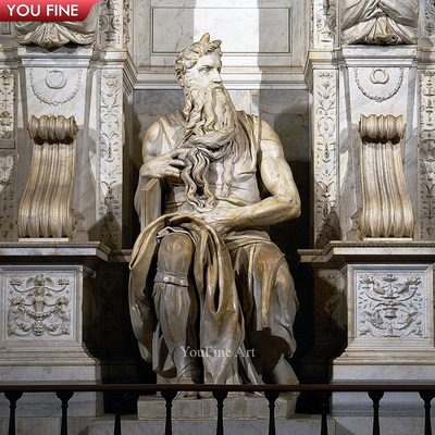 Famous Outdoor Decor Life Size Hand Carved Marble Moses Statue
