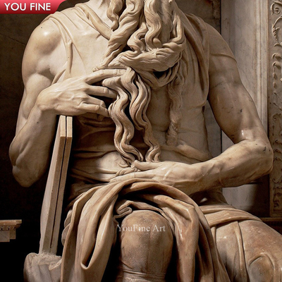 Famous Outdoor Decor Life Size Hand Carved Marble Moses Statue