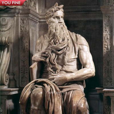 Famous Outdoor Decor Life Size Hand Carved Marble Moses Statue