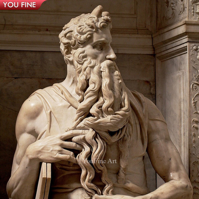 Famous Outdoor Decor Life Size Hand Carved Marble Moses Statue