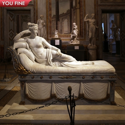 Outdoor Hand Carved Natural Stone Sleeping Marble Women Garden Statue