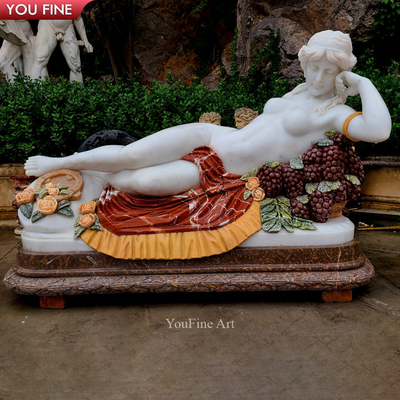 Life Size Color Figure Statue for Outdoor Garden Marble Lady Sculpture Stone