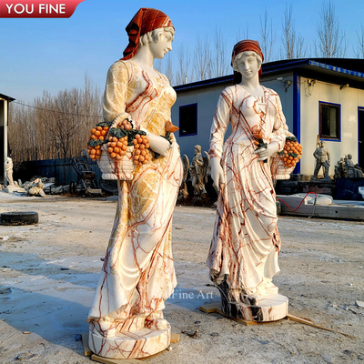 Life Size Color Figure Statue for Outdoor Garden Marble Lady Sculpture Stone