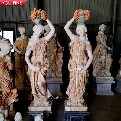 Life Size Color Figure Statue for Outdoor Garden Marble Lady Sculpture Stone