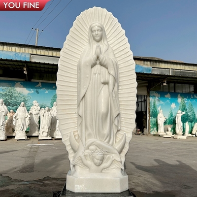 Outdoor Church Religious White Life Size Marble Statue of Virgin Mary Lourdes and Holy Bernadette