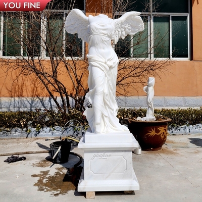 Villa Corntyard Luxury Decor Hand Carved Big Wings Marble Angel Statue
