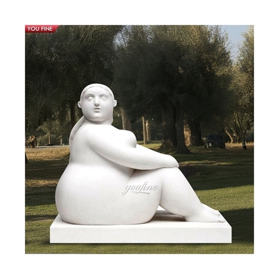 Outdoor Decoration Marble Fat Lady Statue for Sale