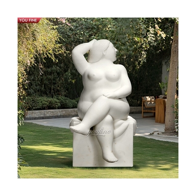 Outdoor Decoration Marble Fat Lady Statue for Sale