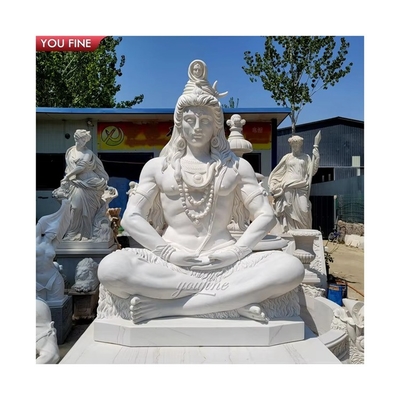Hand Carved Classic White Marble Life Size Lord Shiva Statue