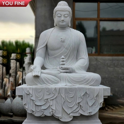Outdoor Garden Decoration White Marble Buddha Statue