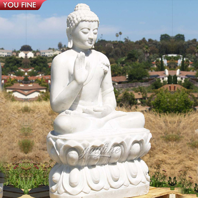 Outdoor Natural Stone White Buddha Statue Large Marble for Sale