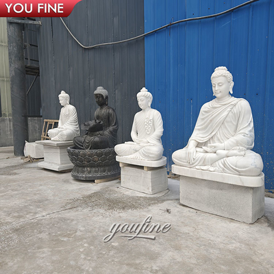 Outdoor Natural Stone White Buddha Statue Large Marble for Sale
