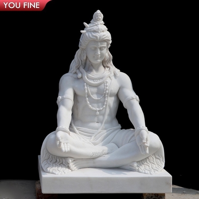 Classic Natural Stone Hand Carved White Marble Lord Shiva Statue