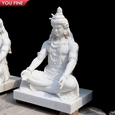 Classic Natural Stone Hand Carved White Marble Lord Shiva Statue