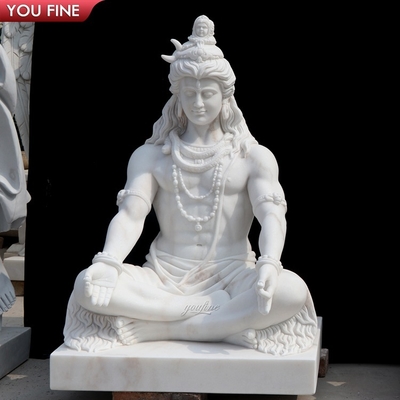 Classic Natural Stone Hand Carved White Marble Lord Shiva Statue