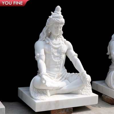 Classic Natural Stone Hand Carved White Marble Lord Shiva Statue