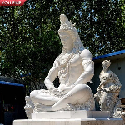 Classic Natural Stone Hand Carved White Marble Lord Shiva Statue