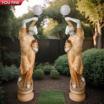 Home Decor Marble Lady Statue with Lamp