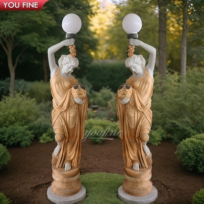 Home Decor Marble Lady Statue with Lamp