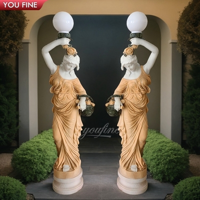 Home Decor Marble Lady Statue with Lamp
