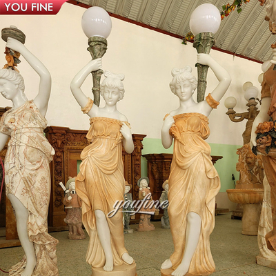 Home Decor Marble Lady Statue with Lamp