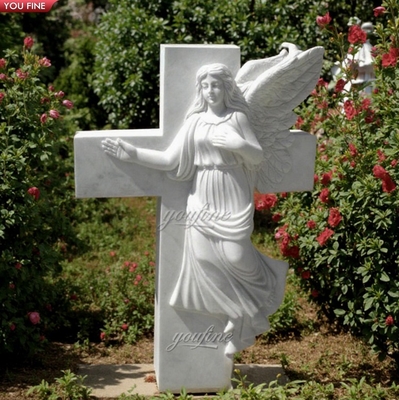 Custom Modern Outdoor Hand Carved Natural Stone Marble Weeping Angel Garden Statue Angel of Grief