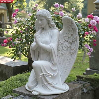 Custom Modern Outdoor Hand Carved Natural Stone Marble Weeping Angel Garden Statue Angel of Grief