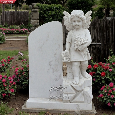 Custom Modern Outdoor Hand Carved Natural Stone Marble Weeping Angel Garden Statue Angel of Grief