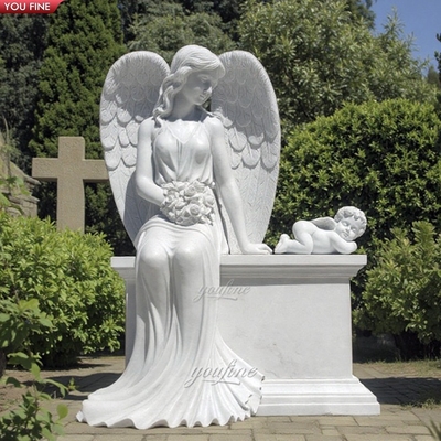 Modern Black Granite Double Angel Headstone Tombstone Cemetery Memorial Stone for Couple Engraved Heart Angel Wings Marble