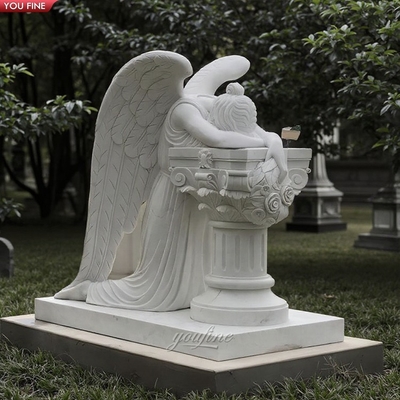 Angel of Grief Marble Stone Life Size Weeping Angel Statues Headstone Statue Sculpture for Cemetery