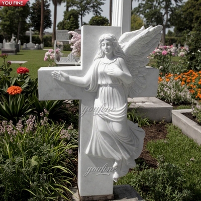 Angel of Grief Marble Stone Life Size Weeping Angel Statues Headstone Statue Sculpture for Cemetery