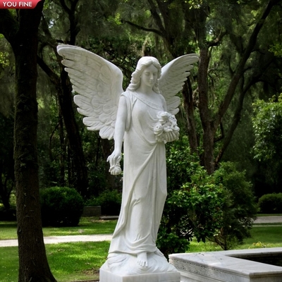 Outdoor Natural White Marble Crying Angel Statue