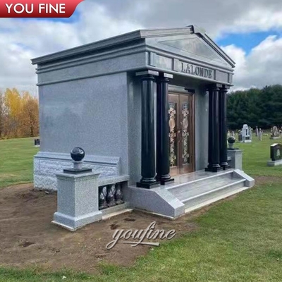 Outdoor Large Luxurious American Big Size Granite Family Mausoleum with Bronze Horse Statue