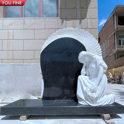 Hand Carved Marble Memorial Black Tombstones and Monuments for Sale