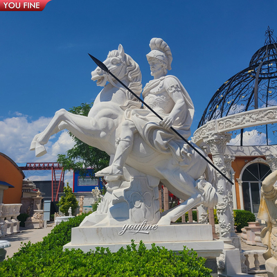 Customize Roman Soldier Riding Horse Marble Sculpture