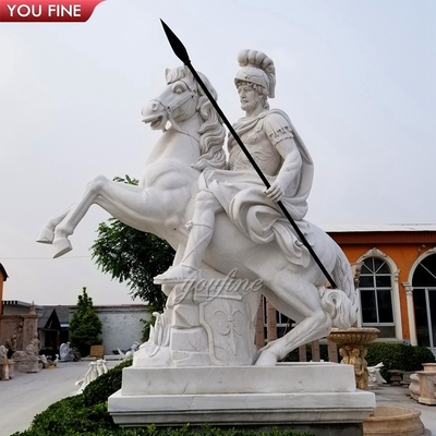 Outdoor Garden Ancient Marble Roman Statues Full Size Soldier Sculpture with Shield