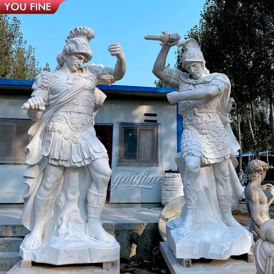 Outdoor Garden Ancient Marble Life Size Vintage Roman Warrior Statues