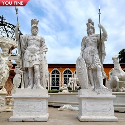 Outdoor Garden Ancient Marble Life Size Vintage Roman Warrior Statues