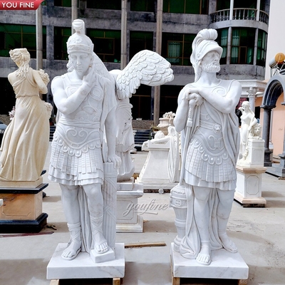 Outdoor Garden Life Size Sitting Greek Warrior Statue Marble Sculpture