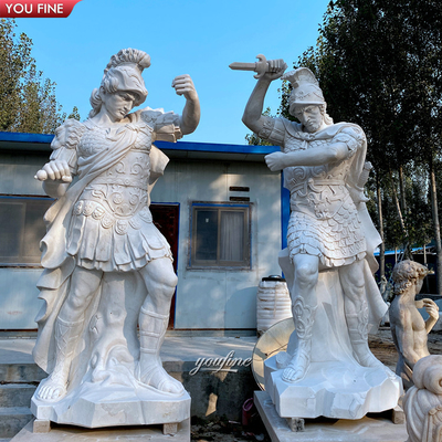 Outdoor Garden Hand Carved Life Size Marble Roman Soldier Statue for Sale
