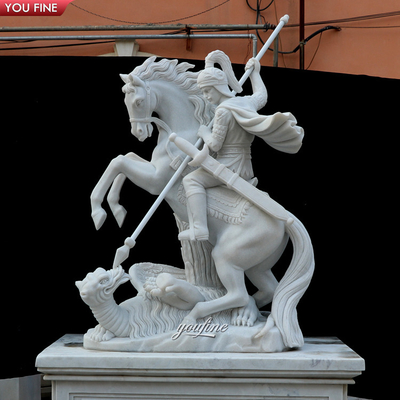Outdoor Garden Hand Carved Life Size Marble Roman Soldier Statue for Sale