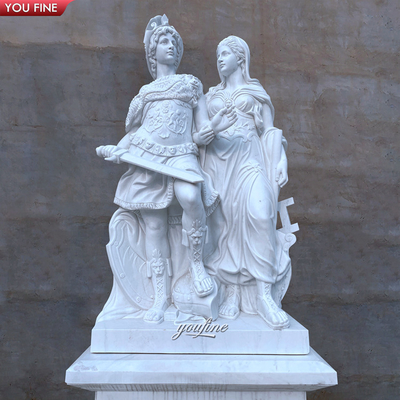 Outdoor Garden Hand Carved Life Size Marble Roman Soldier Statue for Sale