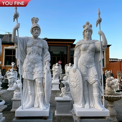 Natural Stone Life Size Marble Roman Soldier Warrior Sculpture Male Statue