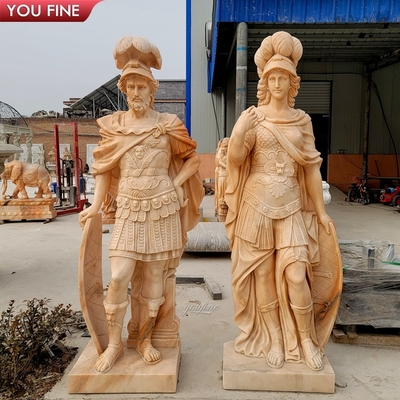 Natural Stone Life Size Marble Roman Soldier Warrior Sculpture Male Statue