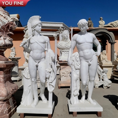 Natural Stone Life Size Marble Roman Soldier Warrior Sculpture Male Statue