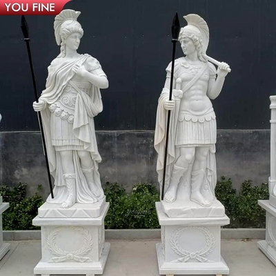 Natural Stone Life Size Marble Roman Soldier Warrior Sculpture Male Statue